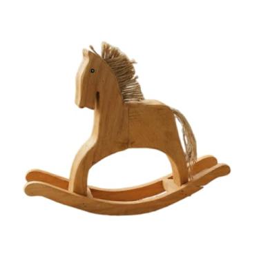 Imagem de KiBcsLic Estatueta de Cavalo de Madeira, Cavalo de Balanço, Artesanato, Portátil, Lembrança, Ornamento para Mesa, Armário, Estante, Decoração de Casa, S