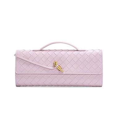 Imagem de Honikoo Bolsas de mão femininas modernas de tecido para noite bolsas de couro PU com alça de ombro removível, rosa, 12.2*5.1*1.2 inches