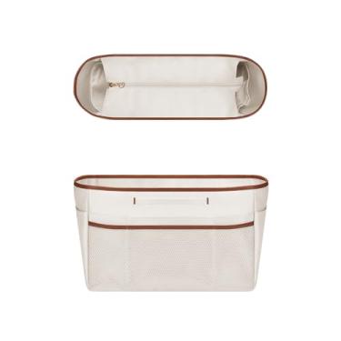 Imagem de GIVLEFLY Bolsa organizadora com vários bolsos, divisórias pequenas com zíper e alça (24, branco) Forro leve com suporte de copo adequado para Longchamp, tamanho pequeno e nunca e mais
