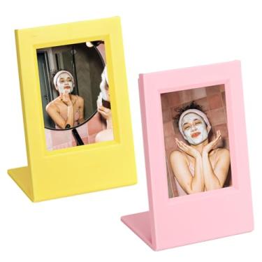 Imagem de Orga'Neat Molduras para Instax Mini Film com estojo de armazenamento de fotos (rosa, amarelo, pacote com 2)