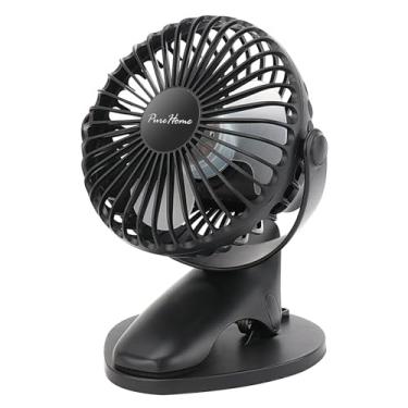 Imagem de Ventilador de clipe portátil operado por bateria, mini ventilador de mesa recarregável por USB de 3 velocidades com fluxo de ar forte, rotação de 360°, ventilador de mesa pessoal ultra silencioso para
