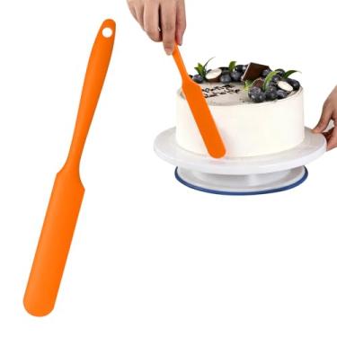 Imagem de Conjunto de espátulas de silicone resistentes ao calor, espátulas de manteiga para bolo, raspador de massa, antiaderente, flexível, ferramenta de cozimento (laranja)