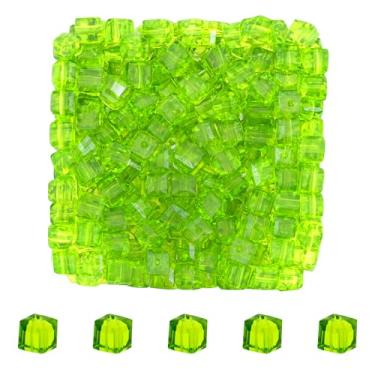 Imagem de Mandala Crafts Contas de cristal de cubo verde neon de 6 mm – 300 contas de vidro facetadas para fabricação de joias, pulseiras, colares, brincos e contas