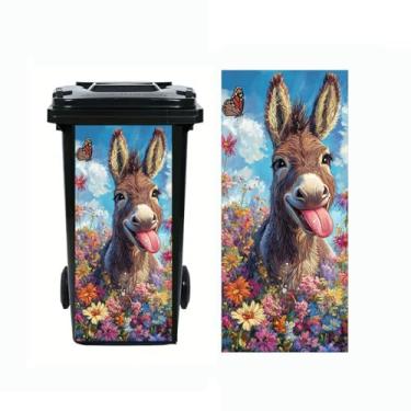 Imagem de Nouiroy Adesivos autoadesivos de caixote de lixo de burro, adesivos autoadesivos para cães, gatos, espiando, para portas, lixeiras, caixotes de garagem, jardim, decoração de pátio ao ar livre, 14,57 ×