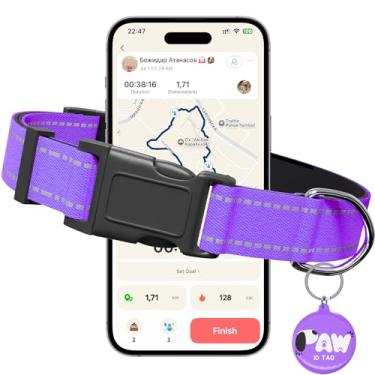 Imagem de Coleira refletiva para cães extra pequenos com etiquetas personalizadas e fivela de liberação rápida, coleira de nylon ajustável e confortável, roxa