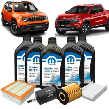 Imagem de Kit Troca de Óleo e Revisão Fiat Toro e Jeep Renegade Flex - 5w30 Óleo