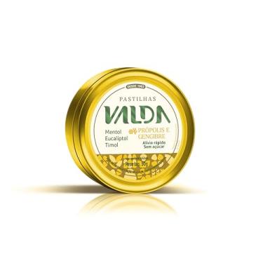 Imagem de Pastilhas Valda Mais com Extrato Fluido de Gengibre, Extrato seco de Própolis verde, Mentol, Eucaliptol e Timol – Caixa com 10 Latas de 50g