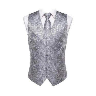 Imagem de Conjunto De Colete De Seda Masculino Com Gravata, Lenço E Abotoaduras,