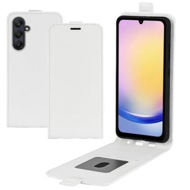 Imagem de XZDWH Capa de telefone para Samsung Galaxy A26 5G, capa flip vertical fina de couro PU capa protetora com fecho magnético com slot para cartão para Samsung Galaxy A26 5G (branca)
