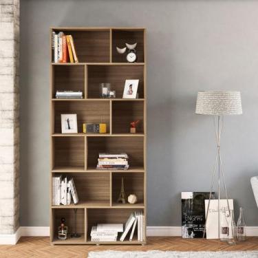 Imagem de Estante para Livros com 12 Nichos Xangai 204cmx90cm - Espresso Móveis,