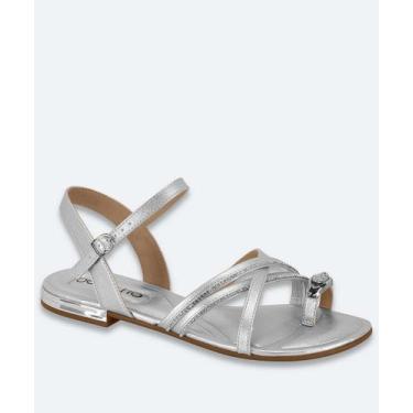 Imagem de Sandália Feminina Rasteira Metalizada Beira Rio Pratea-41030, 37, Prat