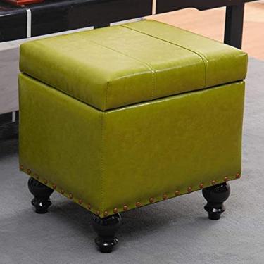 Imagem de Banqueta de armazenamento otomana de couro sintético – banco de pufe cubo com parte superior articulada, organizador de brinquedos elegante, 40 x 34 x 40 cm, perfeito para sala de estar e quarto