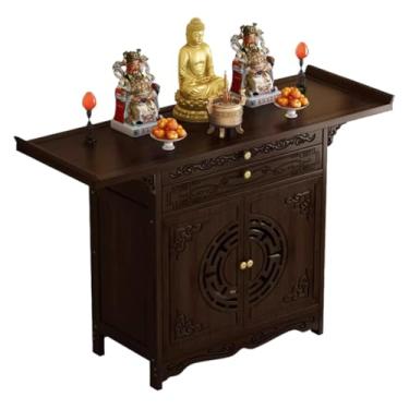 Imagem de Gabinete de altar budista - mesa de meditação chinesa, santuário pessoal com armazenamento para oração, nicho de oferta de casa, mesa de altar elegante (79,8 cm x 39,9 cm x 99,8 cm)