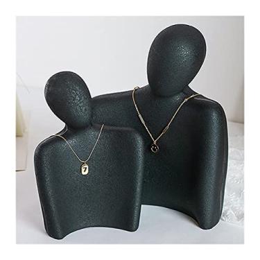 Imagem de Porta-joias Nice L/M resina fosca branco/preto médio retrato lateral modelo brincos colar suporte de exibição de joias adereços de exibição de joias exibição de joias (cor: preto fosco G M)