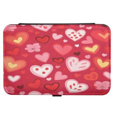 Imagem de Burbuja Caixa de joias de viagem com corações de dia dos namorados, presente para mulheres e meninas, estojo de joias portátil de couro PU organizador para brincos, anéis, colares e pulseiras