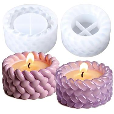 Imagem de 2 peças de molde de vela de silicone 3D em forma de nó, suporte de joias cilíndrico reutilizável para artesanato DIY, recipiente de bugiganga, castiçal, decoração de casa de casamento (leite)