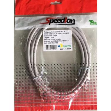 Imagem de Cabos De Rede Patch Cord Cat5E Speedlan 2Mt Cinza