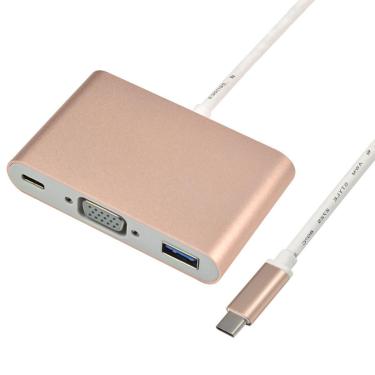 Imagem de Adaptador Type C Para Vga Usb 3.0 Usb C Femea 3X1
