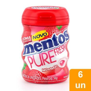 Imagem de Chiclete Mentos Gum Strawberry 56g Embalagem com 6 Unidades