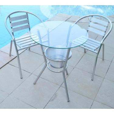 Imagem de A Kit 2 Cadeiras e Mesa de Alumínio Varanda Área Externa Apartamento C