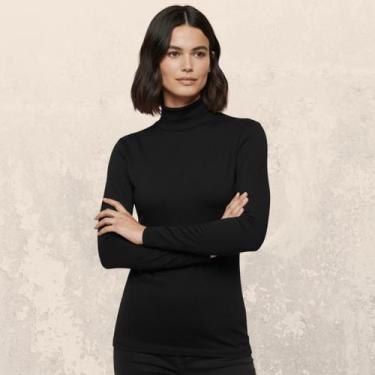 Imagem de Camiseta Feminina Térmica Gola Alta Manga Longa Proteção Uv Blusa Segu