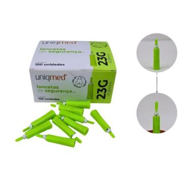 Imagem de Lanceta de segurança automatica 23g x 1,8mm c/100 - uniqmed