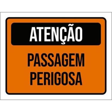 Imagem de Kit 10 Placas De Sinalização - Atenção Passagem Perigosa - Sinalizo