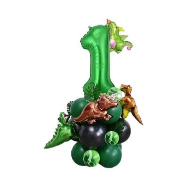 Imagem de Balões De Dinossauro Verde 25pcs Decoração De Festa De Aniversário Com