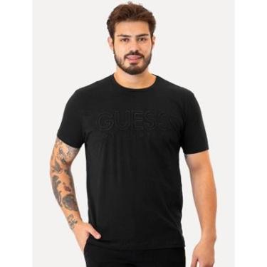 Imagem de Camiseta Guess Masculina Big Logo Los Angeles Bordado Preta-Masculino
