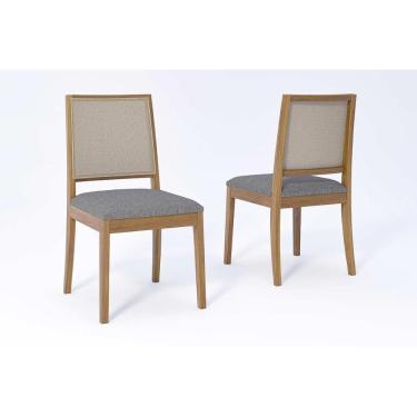 Imagem de Cadeiras Cozinha Buriti Kit 2 Un Carvalho/linho Grafite Cimol