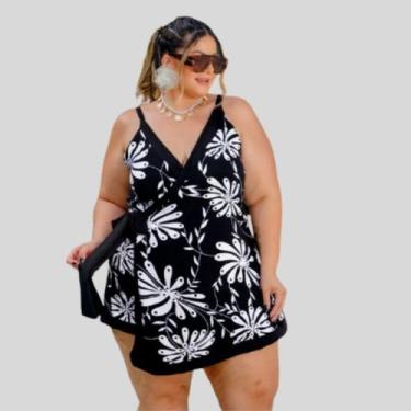 Imagem de Macaquinho Plus Size Envelope Short Saia Alça Regula 0679 - - Bellucy 