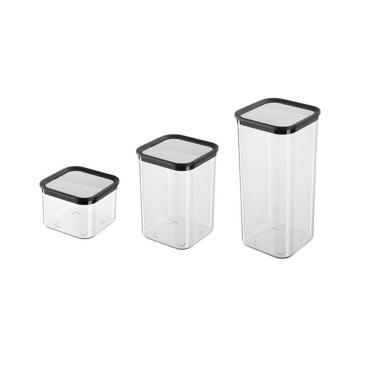 Imagem de Kit 3 Potes Hermético 500ML 1000ML 1500ML Plástico PP Livre de BPA Transparente Top Rio Comercial