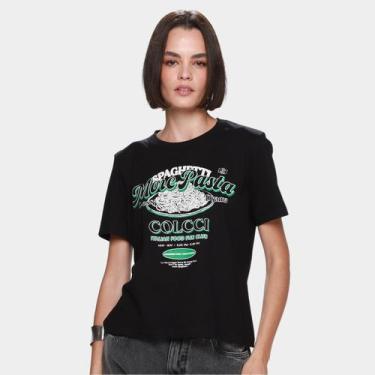 Imagem de Camiseta Colcci Casual Feminina, Preto, EP