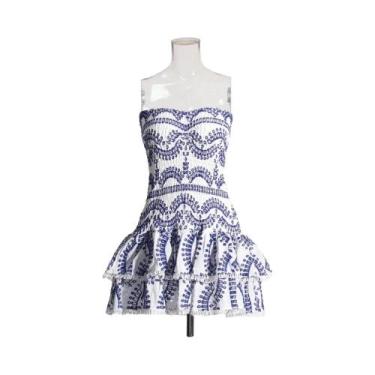 Imagem de Vestido Feminino Casual A-Line Com Babados Em Patchwork, Sem Alças, Se