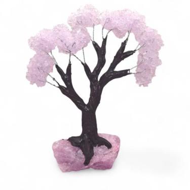 Imagem de Árvore Pedra Natural de Quartzo Rosa Base Drusa Quartzo 26cm - flash
