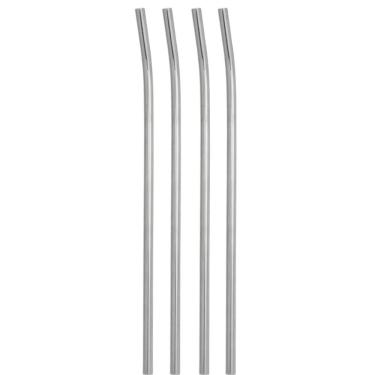 Imagem de Kit 4 Canudos de Aço Inox Ecológicos 6,3mm 21cm Reutilizáveis Sustentáveis Curvados Bortonaggio
