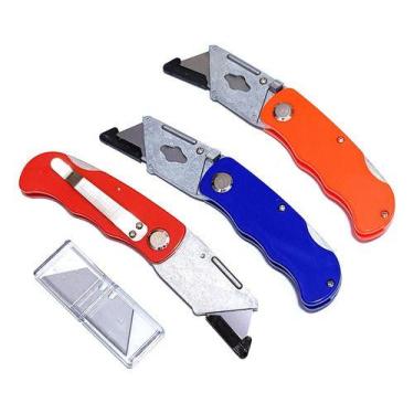 Imagem de Kit C/12 Estiletes Profissionais Dobráveis Trapezoidal C/12 Lâminas 18