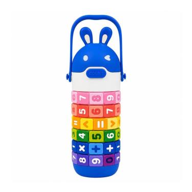 Imagem de Garrafa de Água Infantil 430ML Azul Educativa com Tabuada e Anéis Giratórios Matemáticos