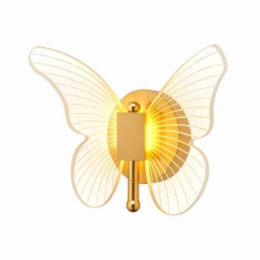 Imagem de Arandela de Parede Borboleta Luxury com Iluminação LED Art Nouveau Dourado Bivolt 4.5W Carisma
