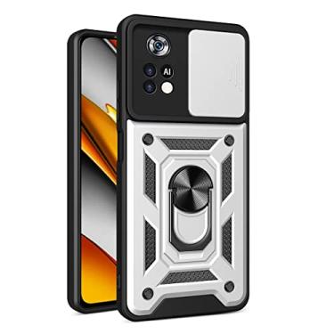 Imagem de MOONCASE Capa para Poco X4 Pro 5G, Capa de Proteção Contra Quedas de Nível Militar com Capa de Suporte de anel Magnético para Xiaomi Poco X4 Pro 5G 6.67"- Prata