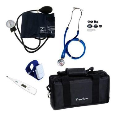 Imagem de Kit Acadêmico Para Enfermagem Com Estetoscópio Azul - Premium