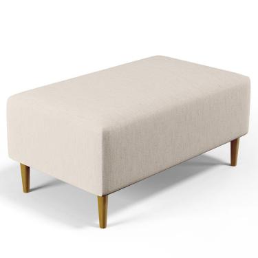 Imagem de Puff Decorativo Sala de Estar Cléo W01 Pés Palito 90 cm Linho Cru - Lyam Decor