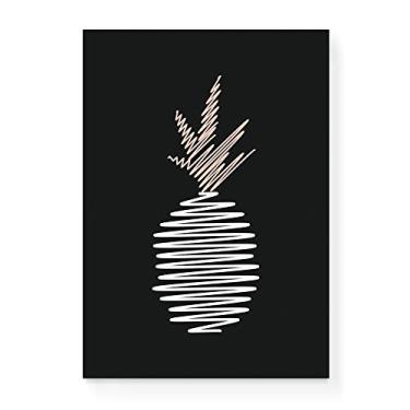 Imagem de Arte Maníacos Quadro Decorativo Em Tela Canvas Abacaxi Riscos - 46x32,5cm Preto