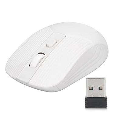 Imagem de Mouse sem fio, mouse portátil ajustável de 2400 DPI com 4 botões, mouse ultra fino ergonômico sem fio para laptop PC notebook (branco)