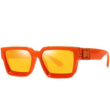 Imagem de Óculos de sol quadrados superdimensionados femininos de luxo masculinos óculos de sol vintage designer uv400 retro óculos com estojo, 3, Z