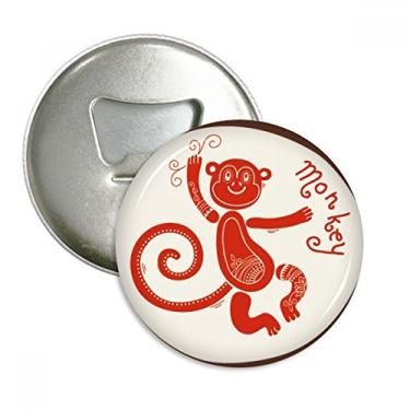 Imagem de Ano do macaco animal China zodíaco abridor de garrafas vermelho ímã de geladeira emblema multifuncional