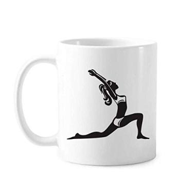 Imagem de Caneca Yoga Keep Healthy com contorno de alongamento de cerâmica para café e porcelana