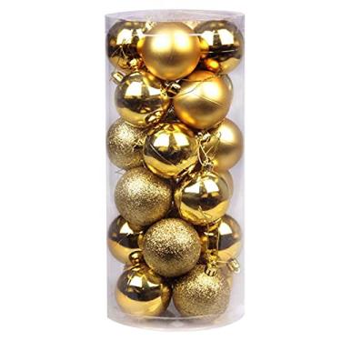 Imagem de Bolas de Natal Decorativas Bolas de Natal Bolas de Natal - 24 peças Bolas de Natal Brilhantes Decorações de Árvore de Natal Decoração de Festa - Dourado 6 cm