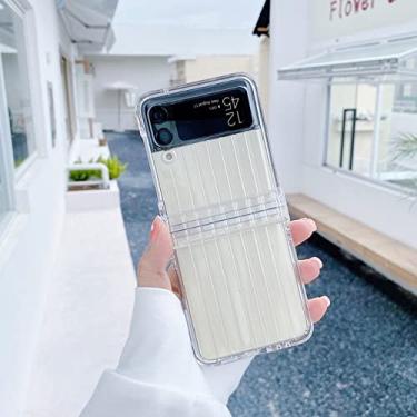 Imagem de Capa de telefone para Samsung Galaxy Z Flip 3 ZFlip 3 4 ZFlip4 5G, Transparente, para Galaxy Z Flip 3, Bonita Moda Cor Doce Cor Listrada.