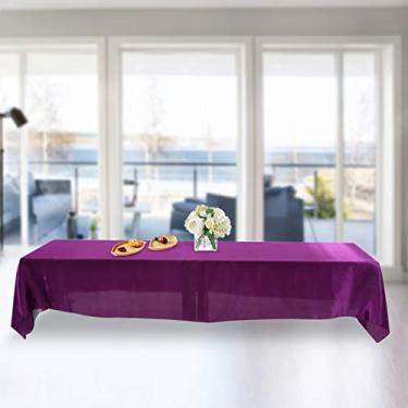 Imagem de Toalha de mesa retangular 145 x 320 cm capa de mesa resistente a manchas banquete decoração de festa de casamento capa de mesa retangular elástica elastano capa de mesa(Purple)